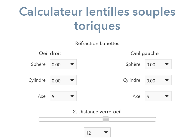 Calculateur lentilles souples toriques