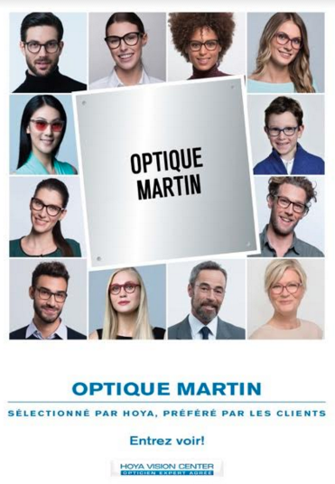 Visuel publicitaire de vitrine; certificat de l'opticien expert agréé