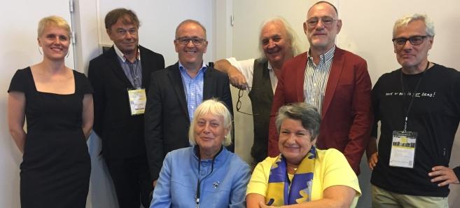 Du gauche à droite : Clotilde Cormier, Patrick Le Borgne, Dominique meslin, ​Odile kienlin, Alain Chantrel, Dominique Darraud, Pierre Guertin et Marc Bergogné, membres fondateurs du Cnof.