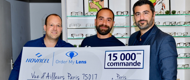 De gauche à droite : Michael Levy, fondateur d’Order My Lens - Nathan Attali, propriétaire du magasin Vue d’ailleurs et Jenkiz Saillet, directeur général de Novacel