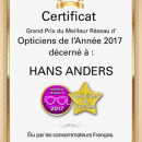 Hans Anders élu meilleur réseau d’opticiens de l’année 2017 