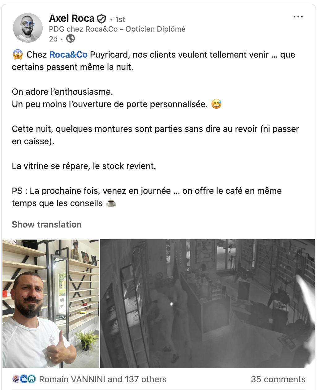 Cambriolage opticien axel roca aix en provence