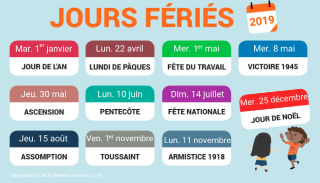 Jours fériés 2019