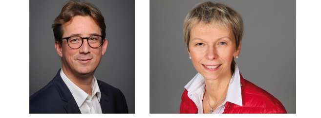 De gauche à droite : Arthur Havis, directeur général du réseau Ecouter Voir et Daniela Dalla Valle, directrice générale déléguée d’Ecouter Voir