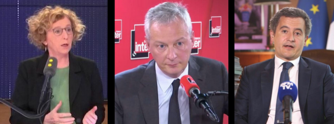 Muriel Pénicaud, Bruno Le Maire et Gérald Darmanin se sont tous les 3 exprimés ce lundi matin