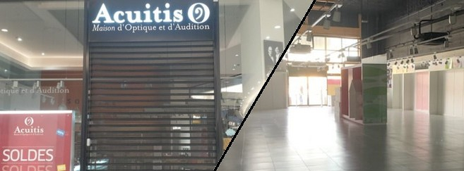 Acuitis de la galerie marchande est fermé... Une magasin éphémère va ouvrir juste en dehors