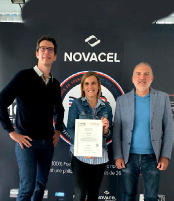 Sylvain Moreau (responsable du pôle Formation Novacel University), Tiphaine Philippon (chargée de formation) et Roberto d'Agostino (responsable certification et RH)