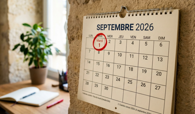 Calendrier 1er septembre 2026