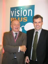 Jean-Marie Leblanc, le Directeur du Tour de France sur le stand de Vision Plus partenaire du Tour de France 2007