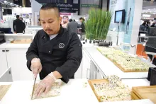 Sur le stand de Seiko, à l'heure du déjeuner...