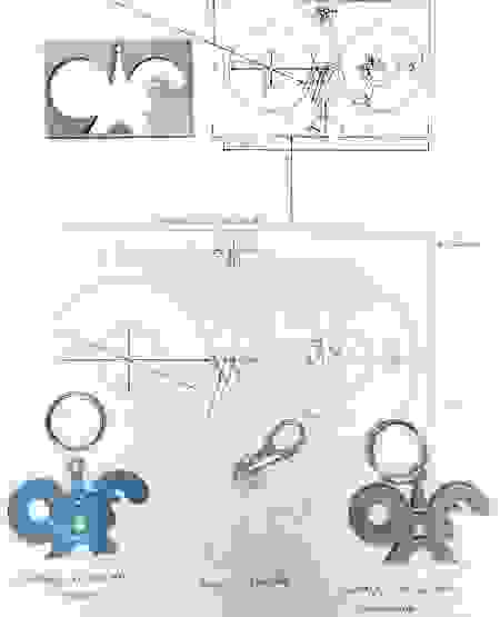 Dessin côté et diverses versions du logo&nbsp;