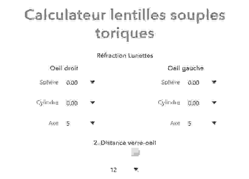 Calculateur lentilles souples toriques